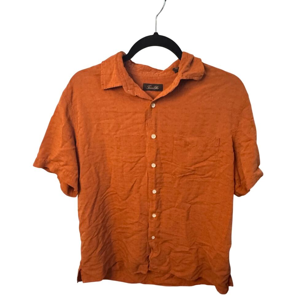 Tasso Elba Men's Silk/Rayon Blend Shirt Orange Size L